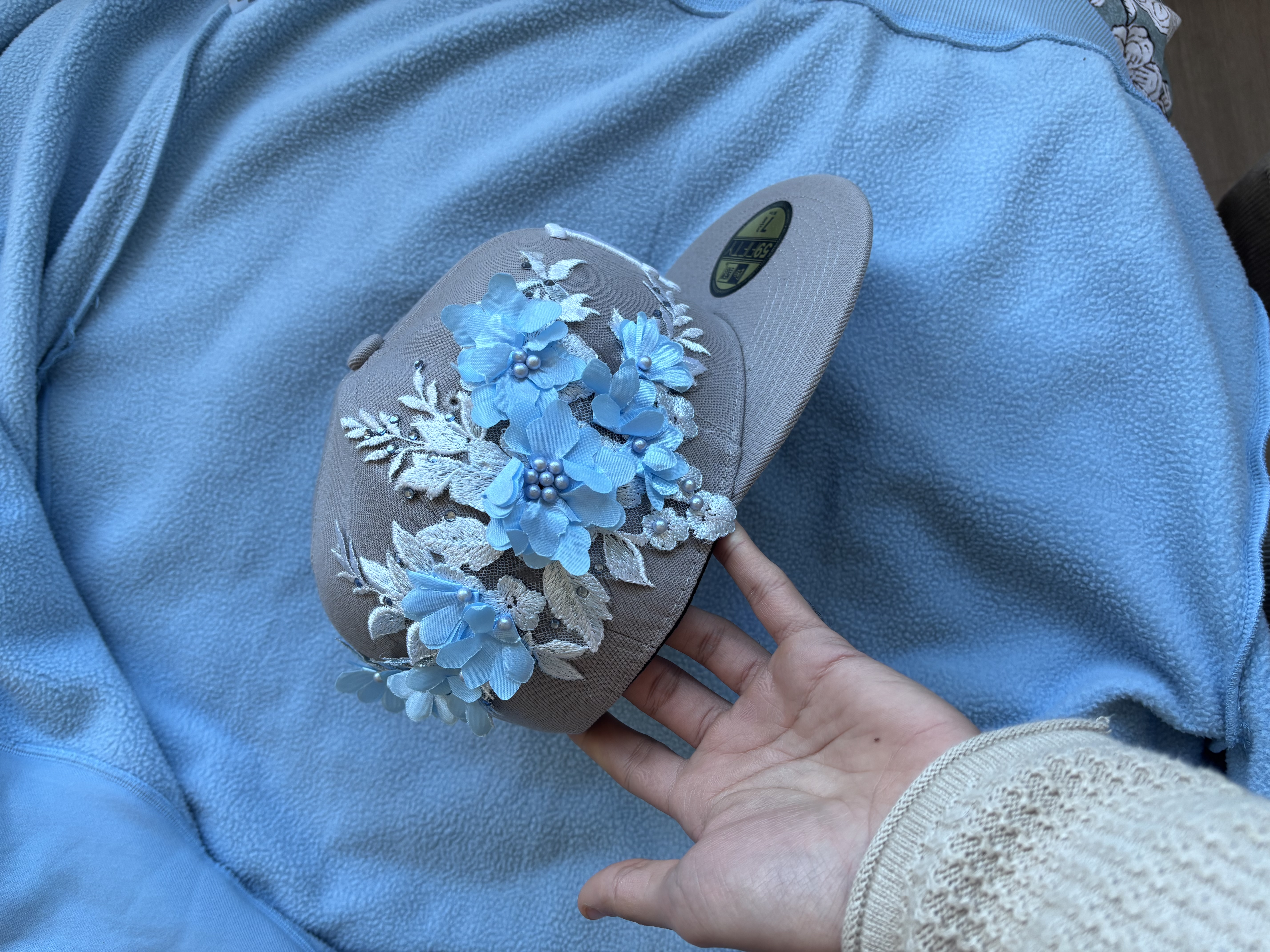 Sky Blue Floral Cap